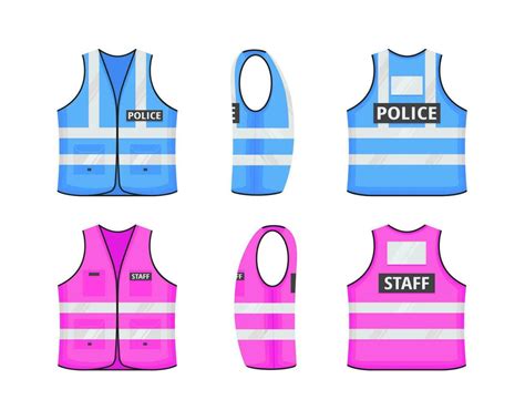 Safety Reflective Vest With Labels Tag Flat Style Design Vector