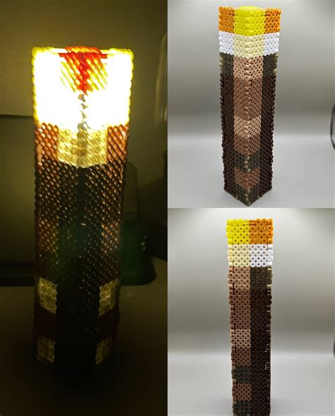 Minecraft Torch Nightlight Hama Perler Beads Etsy