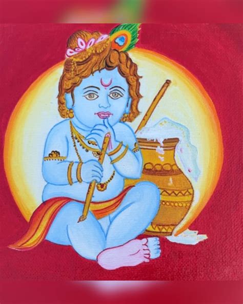 Here's a painting of Lord Krishna (Indian God) using acrylic colours on ...