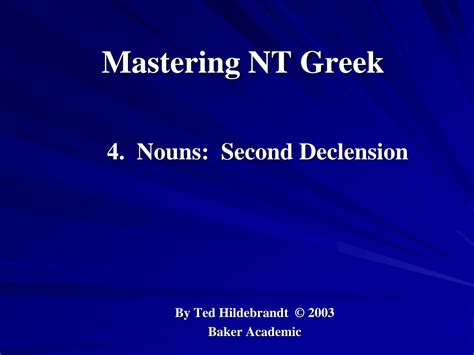 SOLUTION Nt Greek Lesson 4 Nouns Second Declension Studypool