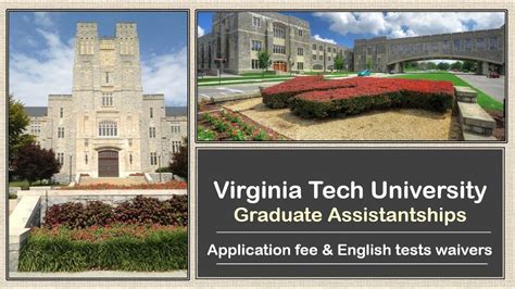 Virginia Tech University Graduate Assistantships With Application Fee And English Test Waivers