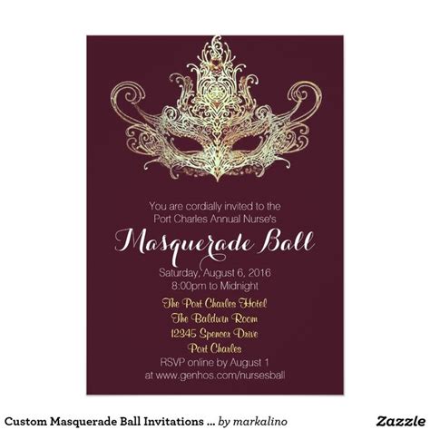 Custom Masquerade Ball Invitations - Wine Color | Zazzle | Masquerade ...