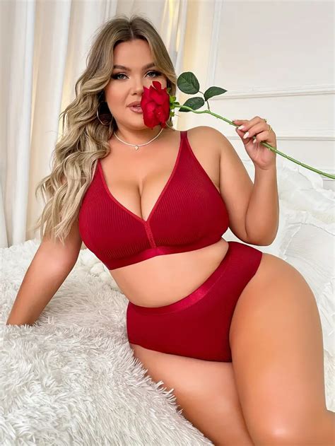 Plus Size Set Womens Plus Solid Ribbed Full Temu