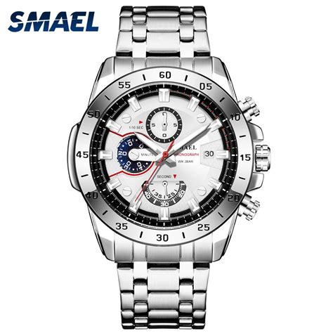 SMAEL Reloj clásico de aleación para hombre pulsera con tres ojos y