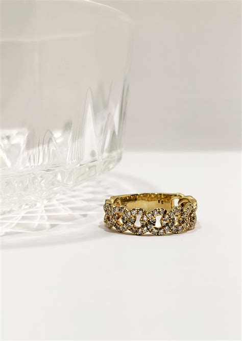 Chain Diamond Ring 9ct Yellow Gold - Star Jewellers