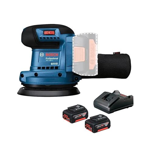 Lixadeira Bosch A Bateria - Lixadeira Roto Orbital 5" a Bateria 18V Bosch GEX 185-LI com Kit 2 ...