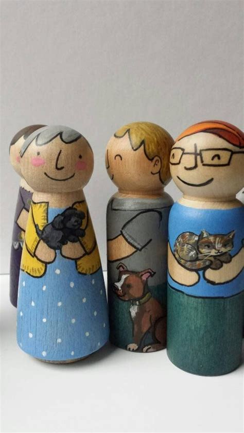 Personalized Wooden Peg Dolls Diverse Hand Painted Custom Etsy Canada