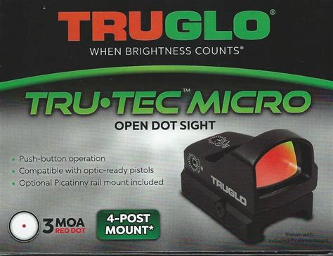 Truglo Tru Tec Tg8100b Micro Red Dot 3moa Picatinny Mount 788130025352 Ebay