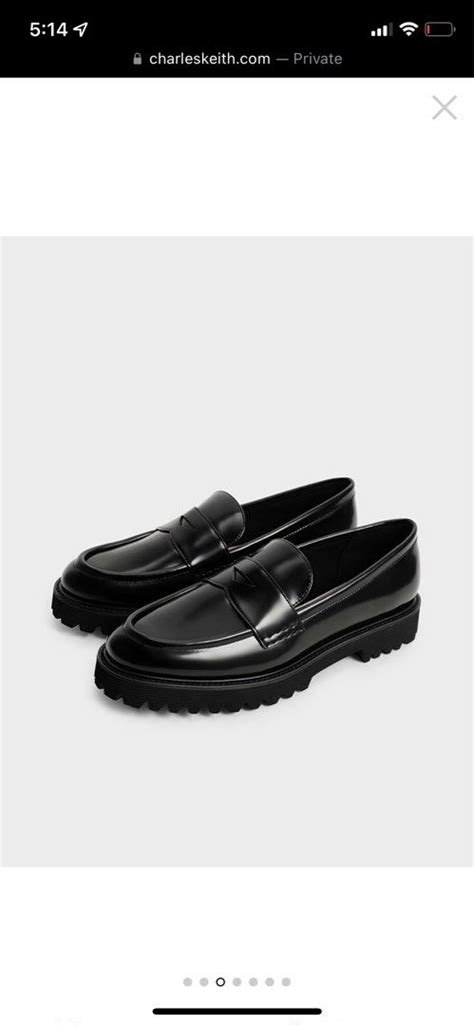 Charles And Keith Black Chunky Penny Loafers Women S Fashion Footwear Loafers On Carousell