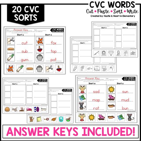 Cvc Words Sort And Write Cvc Words Activities Cut And Paste Made