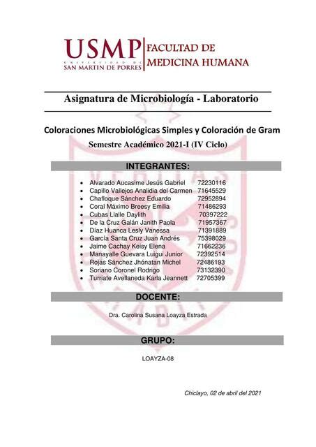 Coloraciones Microbiológicas Simples y Coloración de Gram Tiroxina