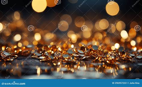 Golden Bokeh Background, Glitter Background. AI Stock Illustration ...