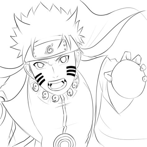 Uzumaki Naruto Kyuubi mode line art by Megalow on DeviantArt