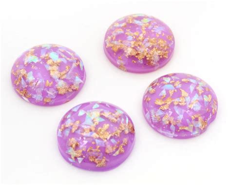 20mm 10pcs Lot New Fashion Purple Color Built In Metal Foil Flat Back