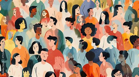 colorful abstract illustration   diverse group  stylized people