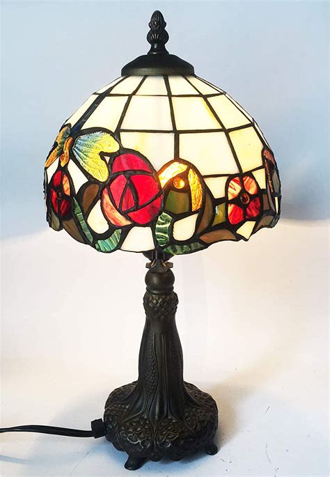 Huimeiju Tiffany Lamp Dragonfly Hmj8029 Stained Glass Roses 、tiffany Style 8 Table Lamp