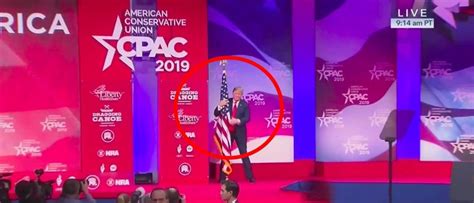 President Trump Opens CPAC Speech By Hugging American Flag | The Daily ...