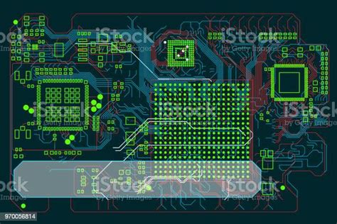 電路板技術範本向量插圖向量圖形及更多中央處理器圖片 中央處理器 主機板 互聯網 Istock