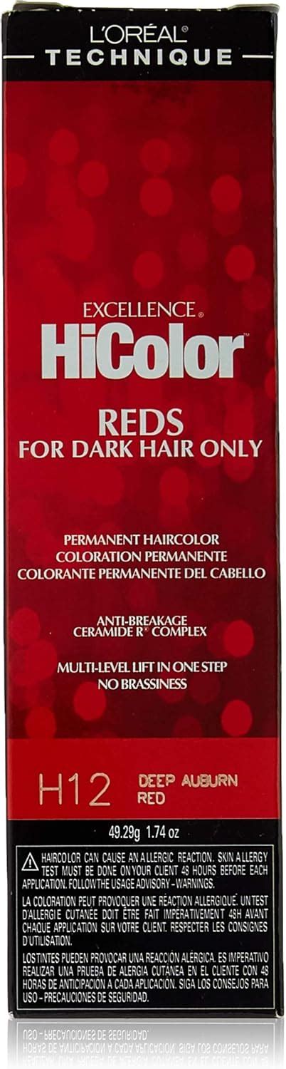 Loreal Excel Hicolor H12 Tube Deep Auburn Red 1 74oz Amazon Co Uk Beauty