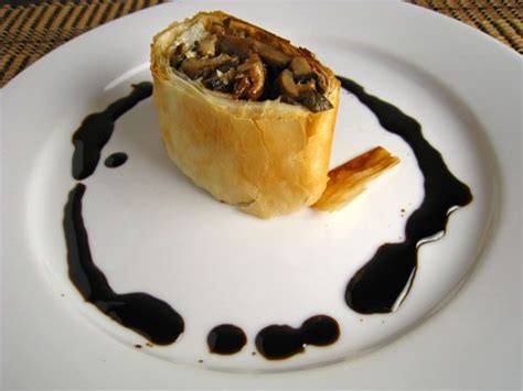 Mushroom And Goat Cheese Strudel With Balsamic Syrup Recipe Balsamic Syrup Recipe Stuffed