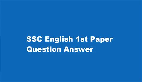 Ssc English St Paper Question Solution Pdf