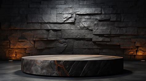 Premium AI Image | modern dark room interior with black stone wall 3 d ...