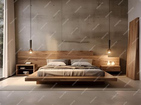 Premium Photo | Modern wooden bedroom with wooden furniture