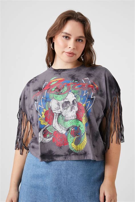 Plus Size Tie Dye Poison Graphic Fringe Tee Forever21us