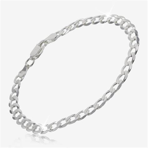 Silver Diamond Cut Solid Curb Bracelet Warren James