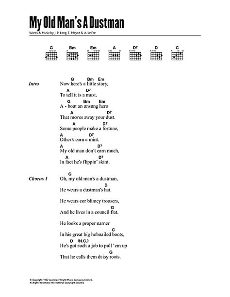 My Old Man S A Dustman Sheet Music By Lonnie Donegan Lyrics Chords