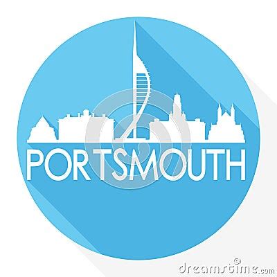 Portsmouth England Round Icon Vector Art Flat Shadow Design Skyline