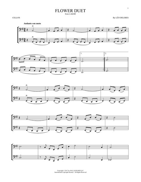 Flower Duet By Léo Delibes Sheet Music For Cello Duet At Sheet Music Direct