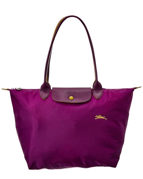 Longchamp Le Pliage Club Large Nylon Long Handle Tote In Purple Modesens