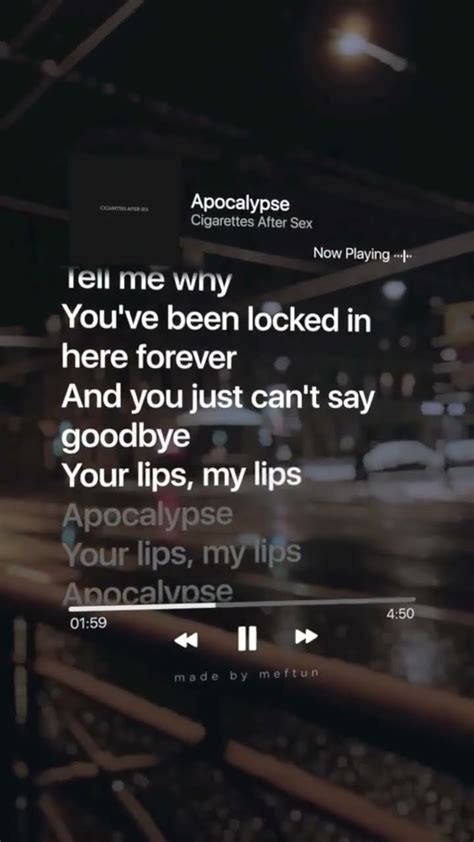 Apocalypse Cigarettes After Sex Lyrics Music Song Lyrics Youtube