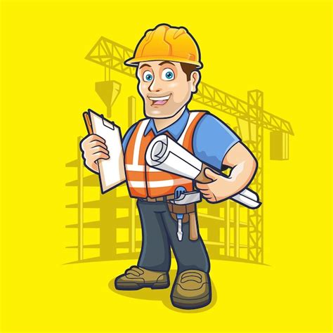 Premium Vector | Construction worker mascot design for construction ...