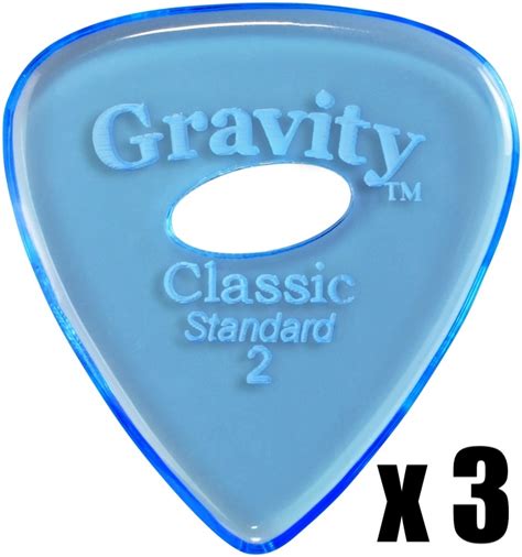 Gravity Pick Classic Standard Mm Polished Blue W Elipse Hole Grip