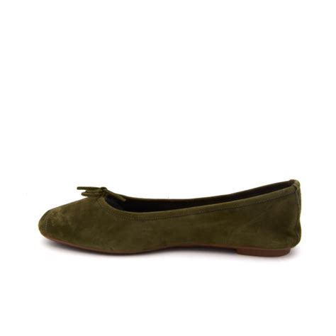 Ballerines Reqins Harmony Peau Cuir Velours Vert Chaussures Barthes