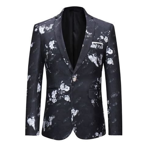 Yffushi 2018 Floral Men Suit Jacket Spring One Button White Flower