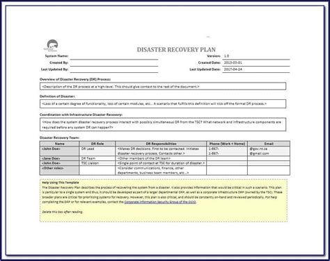 Manufacturing Recovery Plan Template