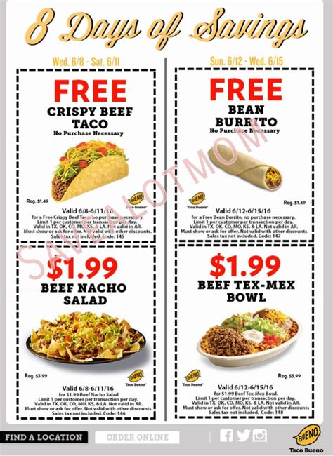 6 Days Of Taco Bueno Savings Savealotmom