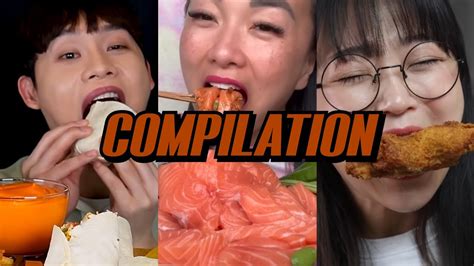 Compilation Asmr Eating Mukbang Salmon Chicken Tortilla And More