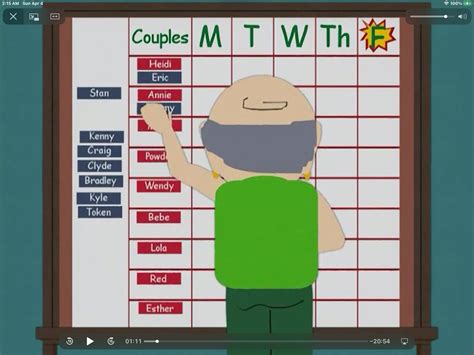 Cartman being assigned to work with Heidi Turner on the project to take care of an egg like it ...