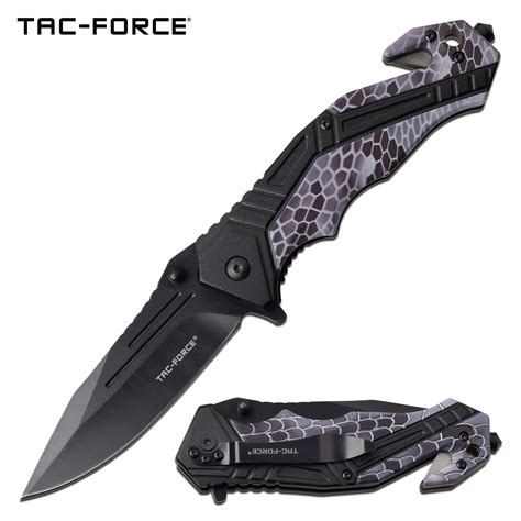 Tactical Pocket Knife Spring Assisted Knife Black Gray Camo