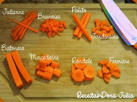 Tipos de corte de legumes Técnica completa