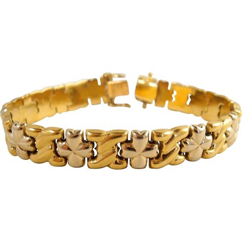 Attractive Stamped 18k Solid Gold Bracelet Vintage Italian Design Two