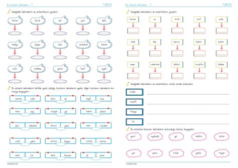 E Anlaml Kelimeler S N F Konu Anlat M Ve Etkinlik Pdf