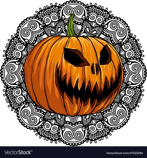 Mandala halloween pumpkin Royalty Free Vector Image