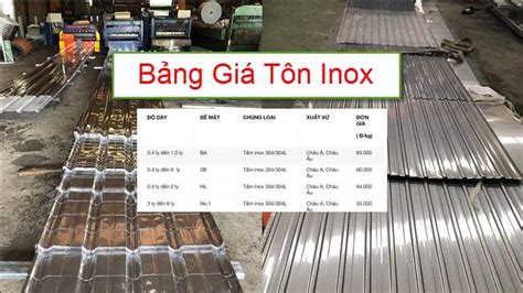 Giá Tôn Inox 304, 201: 5 Sóng, 9 Sóng, 13 Sóng (Giảm 5-10%)