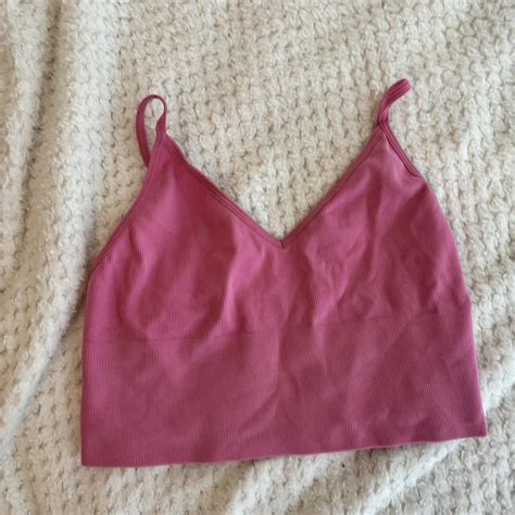 Pink Glassons Crop Top Size Ml Stretchy Excellent Depop