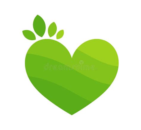 Corazón Verde Con Símbolo Ecológico De Hojas Concepto De Signo De